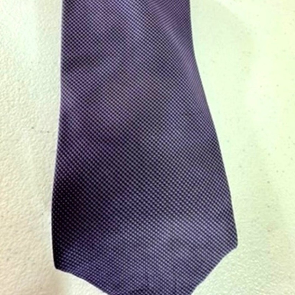 "Calvin Klein" Purple Check Men's Neck Tie, Silk, 60", Made In‎ China
